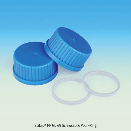 SciLab® Eco Soda-glass Multiuse Reagent/Sample Bottle, with PP DIN/GL45 Basic Screwcap, Graduated, 100~2,000㎖Non-autoclavable, Cap has a Built-in Wedge-shaped Sealing Ring, with PP Pour-Ring, 다용도 GL45 스크류캡 바틀