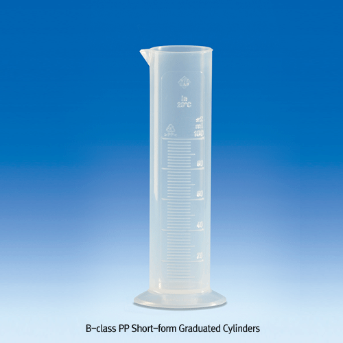 VITLAB B-class PP Short-form Graduated Cylinders, with Mould ScaleWith Round Base, Autoclavable, 125/140℃, PP 단형 실린더, B급