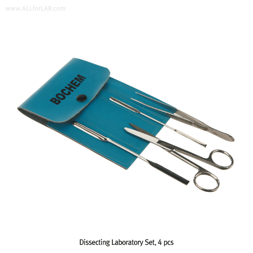 Bochem® Dissecting Laboratory Set, High Grade Stainless-steel, with 4-Instrument in CaseFor the First Works in the Laboratory, Finished Surface, 기본 실험 세트, 비자성/비부식