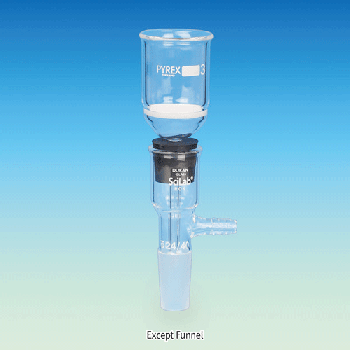 DURAN glass Vacuum Filter Adapter, for Filter Funnels, with ASTM or DIN JointWithout Funnel, Top Φ34, Φ42 and Φ52mm, 필터 펀넬용 진공 어댑터