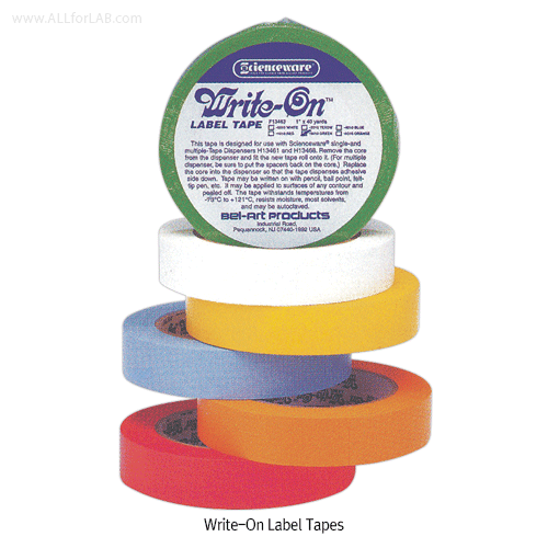 Bel-Art® Write-On Label Tape, Colored, Length 36mFor Writing or Marking, 라벨테이프