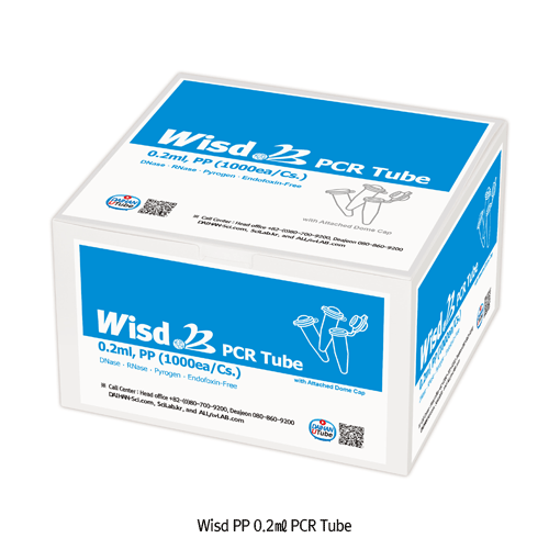 Wisd PP 0.2㎖ PCR Tube, Transparency, Ultra Thin Wall, -196℃+121℃With Domed or Flat Cap, DNase-·RNase-·Pyrogen- and Endotoxin-Free, 0.2㎖ PCR 튜브와 캡