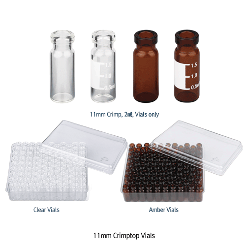 SciLab® 11mm 2㎖ Crimptop Vials(“USP-I” Boro 5.0), Alu-Seals, Septa, Crimper and Decapper : Separately2㎖ Crimptop 바이알, 알루미늄씰, 셉타, 크림퍼 and 디캐퍼 별매