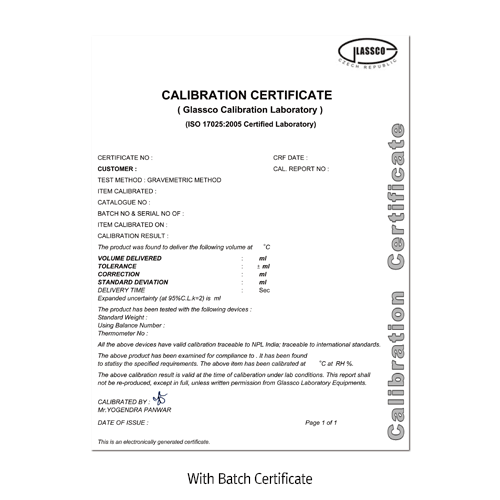 Glassco® A-class Certified Volumetric Flask, with Batch Certificate, 5~5,000㎖ <br> With Hollow Glass Stopper, DIN/ISO, A급 메스플라스크, 배치보증서부