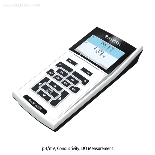 SI Analytics® Premium Portable Multi-meter Set, “HandyLab 680”, 2-Connectors for pH, Conductivity, DO With Electrodes, Waterproof IP67, [ Germany-made ] , 휴대용 다용도 멀티 미터 세트, pH · 전도도 · 산화환원 · 용존산소