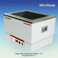 SciLab® Digital High Temp Oil Bath “WiseBath® SHB”, Digital Fuzzy Control System, 6·11·22 lit, up to 250℃, ±1.5℃With Stainless-steel Flat Lid, Back Light LCD, with Certi. & Traceability, 정밀 고온 오일 배스, 디지털 퍼지 제어 시스템, 스텐리스 스틸 리드 포함