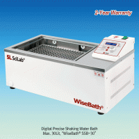 SciLab® Digital Precise Shaking Water Bath “WiseBath® SSB”, Reciprocating Motion, 18·30·45 LitWith Universal Spring Rack, Digital Fuzzy Control, up to 2 lit flask, 20~250 rpm, up to 100℃, ±0.1℃, with Certi. & Traceability정밀 진탕 항온수조, 왕복 진탕 운동, 디지털 피드백 제어, 