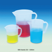 SciLab® PP VolumTM Beaker, with Precise Graduation·Spout, Autoclavable, 25~5,000㎖With or Without Handle, Hi-Transparency & Accuracy, 125/140℃ Stable, PP 계량 비커, 정밀눈금