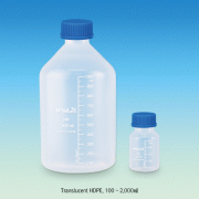 Wisd HDPE VolumTM Bottle, with DIN/GL-32 & 45 PP Screwcap, 100~2,000㎖Translucency & Opaque Amber, Precisely Graduated, -50℃+105/120℃ Stable, HDPE 광구 랩바틀, 정밀 눈금