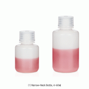 4~60㎖ HDPE Mini Lab Bottle, Narrow-& Wide-Neck, Excellent for Sealing with Inner ThreadGood Chemical Resistance, 105/120℃ Stable, Non-Autoclavable, HDPE 미니바틀