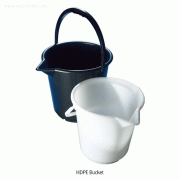 Azlon® HDPE Bucket, Moulded Graduations, White & Black, 10.5 & 17LitWith Handle Grip & Spout Guide, -50℃+105/120℃, HDPE 버켓, 눈금부