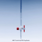 MBL® Funnel-top PTFE Plug Burets, B-class, Blue Enamel Graduation, 10~50㎖Made of Boro-glassα3.3, 1.5mm Bore Tip, 펀넬탑 PTFE Plug 뷰렛