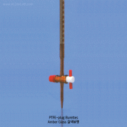 Witeg® PTFE Plug Amber-glass Burette, Class B, 5~100㎖With Fine Blue Graduation, Borosilicate Glass 3.3, DIN/ISO, <Germany-made>, 테프론콕 갈색뷰렛