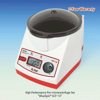 SciLab® High Performance Pro-microcentrifuge Set “WiseSpin® SCF-10”, Max. 13,500rpm, Medicaluse approvedWith MC Nylon Fixed Angle Rotor for 12×0.2-/0.5-/1.5-/2.0-㎖ Tubes, Compact, Quiet, Safety Electronic Lid Lock System프로-마이크로 원심분리기, 전자식 안전 도어 잠금 시스템, 앵글