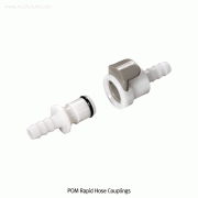 Burkle® POM Rapid Hose Coupling, for Liquids or Gases, Hose Nozzle type, for Hose ID Φ3.2~9.5mmWith Vacuum up to 10 bar (at 20℃), -40℃+80℃, without Valve, POM 신속연결 커플링