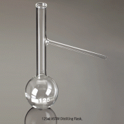 125㎖ ASTM Distilling Flask, Φ68×h 215mm, with 75°Angle Side ArmMade of Borosilicate Glass 3.3, ASTM E 133, 125㎖ ASTM 증류 플라스크