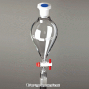 Pear-type Separatory Funnel, with 24/40 or 29/32 Cone, 100~1,000㎖With PTFE-Plug & PP Stopper, Borosilicate Glass 3.3, 부“ 피어” 분액깔때기