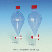 SciLab® Professional Separatory Funnel, with PTFE Plug Stopper, DURAN Borosilicate Glass 3.3, 100~2,000㎖With PTFE / Silicone Septa (3mm-thick) Sealed DURAN® PBT Screwcap & Uni-PP Screwcap, 스크류-캡 분액 깔때기