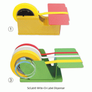 SciLab® Write-On Label Dispenser, for Label Tape 1·2·3-RollWith Steel Platform & Pad, 라벨 디스펜서, 테이프의 커팅과 글을 쓰기 쉬움