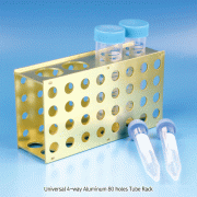 SciLab® 80-hole Universal 4-way Aluminum Tube Rack, Each Side 4~32 holeFor 0.5, 1.5/2.0, 15, and 50㎖ Tubes, 만능 4면 칼라 알루미늄 랙