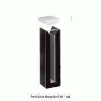 Semi-micro Absorption Quartz Cell, with PTFE Lid & Black Side Wall and Base, 1.4㎖Transmission Range 190~2500nm, Light Pass 10mm, 2-Side Polished, 세미 마이크로 흡광 셀, 2면 투명