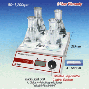 SciLab® Digital Multi-point Magnetic Stirrer “WiseStir® SMS-MP”, 4 & 8-Points, Max. 500㎖ per pointWith digital feedback control System, Digital LCD Display, Synchronous Operation, 80~1,200 rpm, with Certi. & Traceability4 & 8-멀티포인트 디지털 자력교반기, 디지털 피드백 컨트롤 