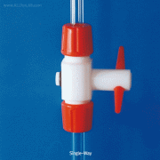 Cowie® PTFE Stopcock, Single- & 3-way, Bore-Φ2~4mmWith Boro-glass α3.3 arms, <UK-made>, 1- & 3-웨이 PTFE 콕