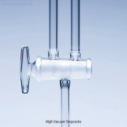 Pyrex® High Vacuum Stopcock, Double-Bore, Two Way, Glass PlugTested for High Vacuum Performance, Borosilicate Glass 3.3, 고진공용 이방(더블) 콕