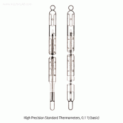 Witeg® High Precision Standard Thermometer, -58℃+401℃For Precision Temperature, Double-tubes Glass, ISO9000, 0.1℃(basic), 정밀 표준온도계, 2-중관유리