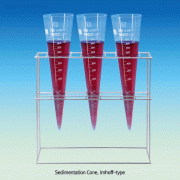 VITLAB® SAN Crystal Clean Imhoff Sediment Cone and Stainless-steel Rack, 1,000㎖Precise Raised Scale, Fine-Graduated, <Germany-made>, SAN 임호프새디멘트콘