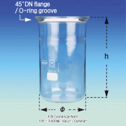 100 ~ 20,000㎖ DURAN-glass Flat-bottom Vacuum/Pressure Reaction Vessels, with 45​°DN-flange/O-ring Groove 평저 진공 / 압력 반응 베셀, O-링 홈부, 완벽한 호환성 표준화 규격, Perfact Compatibility, 0.5 ~ 2.5 bar