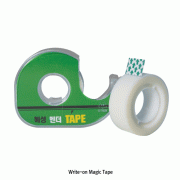 “Haesung”Write-on Magic Tape, width 12＆18㎜ <br> 다기능 매직 테이프, Multifunction Mender Tape/Light milky color Roll tapes.