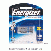 Energizer® Ultimate Lithium TM Anti-Freezing Dry-Cell, Performs in Temp. -40℃~+60℃, 1.5VIdeal for Low Temperature Environment, Hold Power for Up to 20 years in Storage, 극저온용 리튬건전지