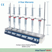 DAIHAN® Analog Aluminum-case Multi Heating Mantle, with 3 & 6 Places, 450℃, with Certi. & TraceabilityWith Glassware Supporting Rod & Clamp, Ideal for Extraction·Reflux·Distillation Applications, Lower Profile, 250~1,000㎖3 & 6 구 멀티 히팅맨틀, 추출/증류용에 적합, 조절기 내