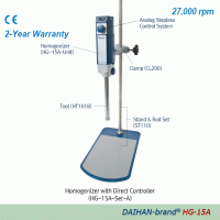 DAIHAN® Homogenizer with Direct Controller “HG-15A” , up to 27,000 rpm, 1 ~2,500 ㎖With Analog Stepless Control System, High Efficiency Dispersing Tools, High-Speed · High-Quality · Low Noise균질기 / 호모게나이저, 아날로그 컨트롤러 내장, 초고속/저소음 모터