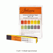 Johnson® pH 1~14 Full-Range Universal Test Paper, Book & Roll-type, with Standard Color-Chart14-Step Color Reaction, [ UK-made ] , pH 1~14 만능시험지, 용액의 pH 를 14-Steps 의 색상변화로 측정함