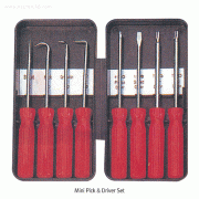 KFT® CRV Mini Pick & Driver Set, Pick4P+Driver4PWith Plastic Handle, Chrome-Vanadium Material, 오링풀러 & 드라이버세트