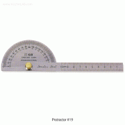 SB® Protractor #19, Stainless-steel, Φ90×1.2t(mm), 198×14×1.2mm Ideal for Measure Length/Depth, 분도기