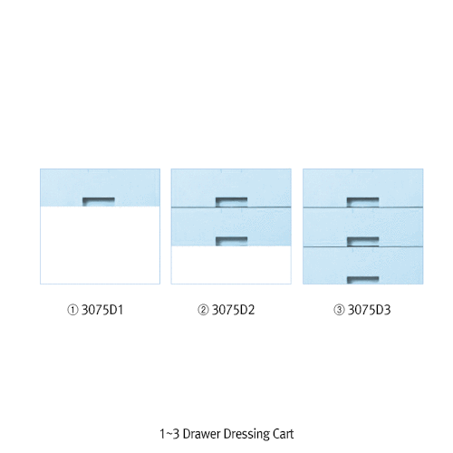 Drawer Dressing Cart, ABS, with 3~6 Drawer, with Guardrail<br>Ideal for Lab·Medical·Industrial, Stop-On Casters, 서랍식 플라스틱 카트