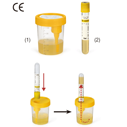 mediclin® 120㎖ PP Convenient Specimen Container and 10㎖ PET Vacuum Tube, CE Certified, Sterile<br>Ideal for Urine Collection·Transportation·Storage, 멸균 샘플 컨테이너 & 진공튜브, 소변검사용, 컵과 튜브 개별 구매