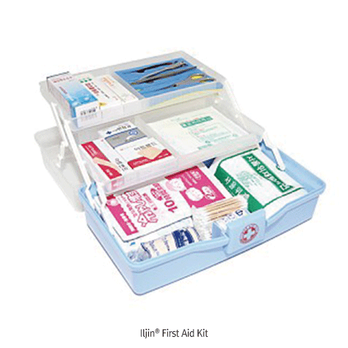 Iljin® First Aid Kit, with Beauty Articles, Compact-type, Medicaluse<br>With 3 Tiered System, 17 items(30×17×h13cm) <br>With PP Case & Translucent Lid, 미용 / 구급함