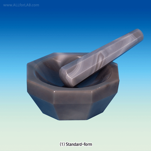 WisdTM Agate Mortar & Pestle Set, Standard- & Deep-form, 10~380㎖<br>With Top od Φ50~Φ150mm, 아게이트 모르타르 & 페슬 세트, 페슬 별도 구매 가능