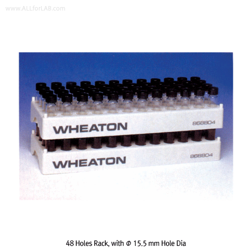 Wheaton® 36~96 Places White Gray PP Vial Rack, Heat Resistant at -10℃+125/140℃, Autoclavable, 각종 바이알용 랙