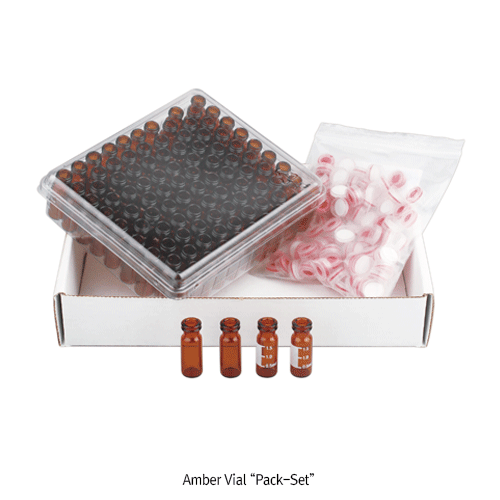 SciLab® 11mm Snaptop 2㎖/Φ12×32 Autosampler Vials “Pack-Set”, with Septa Lined Cap<br>Clear & Amber, for Chromatography, Boro-glass 5.1, 2㎖ 스냅탑 오토샘플러 바이알 세트, 12×32