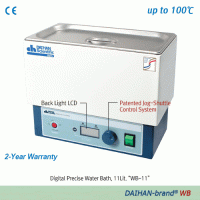 DAIHAN® digital General Purpose water bath “WB”, Digital fuzzy control system, 6·11·22 lit, up to 100℃, ±0.1℃<br>With Stainless-steel Flat Lid, Back light lcd, with Certi. & Traceability, 정밀 범용 항온수조, 디지털 퍼지 제어 시스템, 스텐리스 스틸 리드 포함