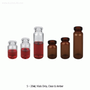 SciLab® 20mm Crimptop Serum Bottle, Alu-seals, Septa, Crimper, and Decapper : Separately<br>With “USP-I” Boro 5.0 Glass, Clear & Amber, Normal Grade, 5~20㎖ Crimptop 세럼 바틀, 알루미늄씰, 셉타, 크림퍼 and 디캐퍼 별매