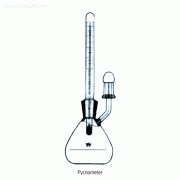 “witeg” Premium Specific Gravity Bottle/Pycnometer, Gaylussae-type, 5~100㎖<br>With Thermometer Joint 10/19 and Side Tube with 7/16 Joint Cap, Boro Glass, ASTM/DIN, 비중병/피크노메타