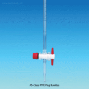 “witeg” AS-Class PTFE Plug Burette, with Conformity Certified, Blue Fine-graduation<br>With -PTFE-plug, with Batch certificate Serial No. for Traceability, AS급 PTFE Plug 뷰렛