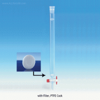 SciLab® DURAN glass Chromatography Column, with PTFE Cock, 24/40 or 24/29 Joint<br>With Premium DURAN PTFE Cock-bore 2.5mm, Effective-id.Φ10~45, h200~700mm, 조인트부 크로마토 칼럼