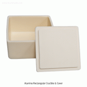 99.8% 2~800㎖ Alumina Rectangular Crucible & Cover<br>Up to 1,600℃, Al2O3, 고품질 알루미나 사각 도가니와 뚜껑, 분리판매